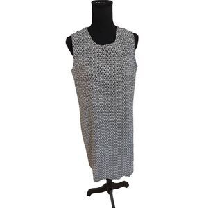 Adrienne Vittadini Womens Black White Print Sleeveless Shift Dress Size 6